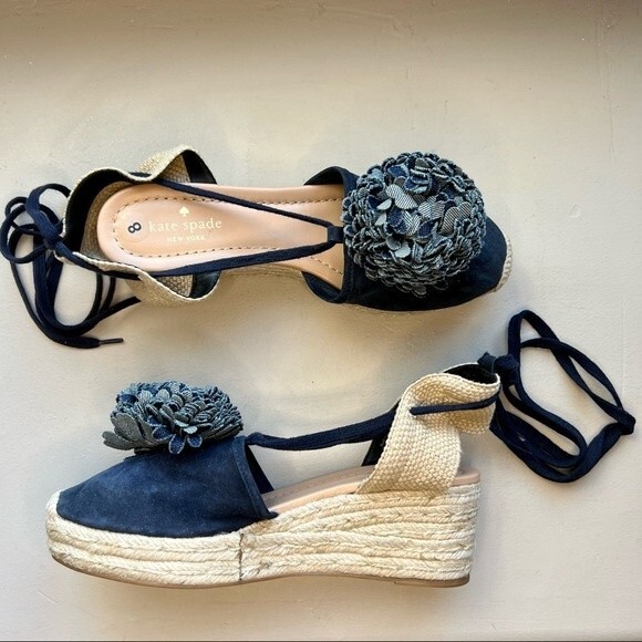 Kate Spade New York Espadrille Wedge Heeled Sandals Ankle Strap Women’s 8 New - Picture 1 of 14